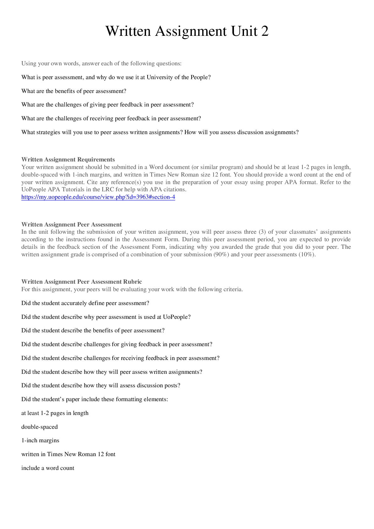 Preview image for University of the People UNIV1001 Online Education Strategies - Written Assignment Unit 2